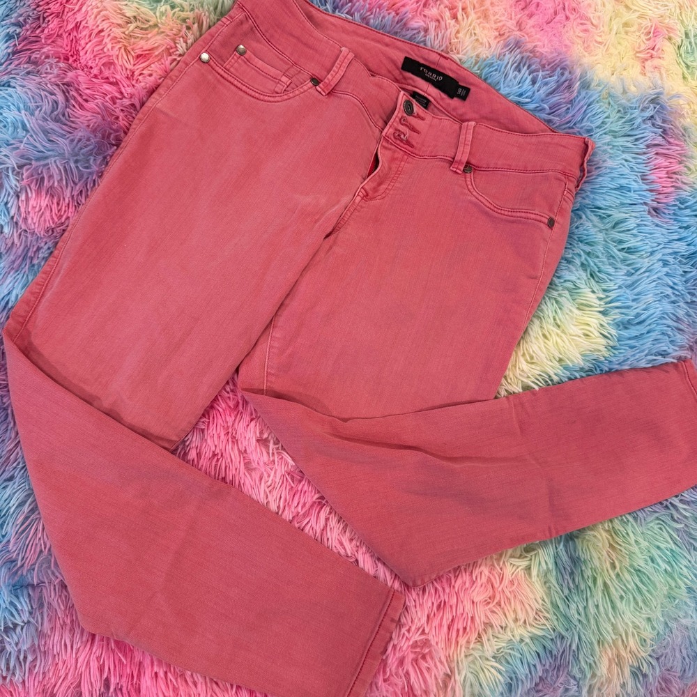 Torrid Skinny Jeans‎ Women 14R Pink Triple Button Fly Mid Rise Stretch